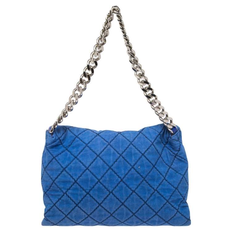مملوكة مسبقًا Stella McCartney Blue Quilted Faux Suede Beckett Shoulder Bag