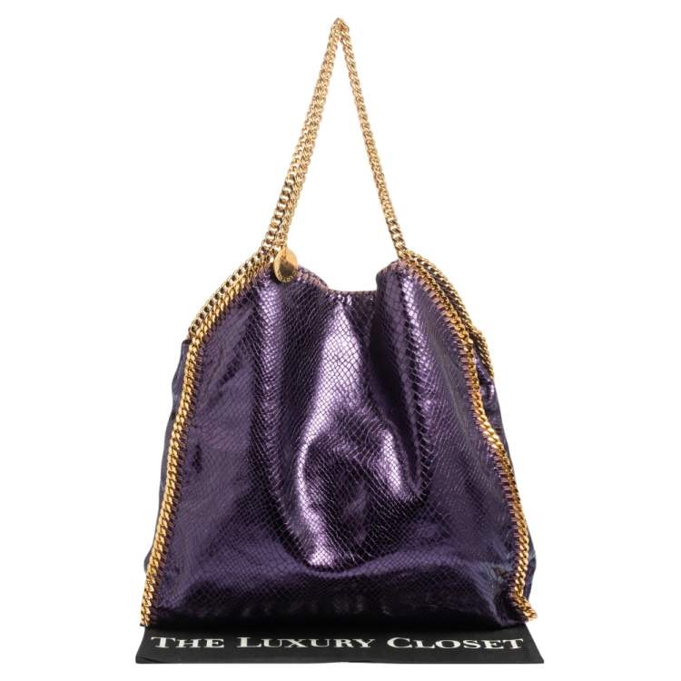 Pre Owned Stella McCartney Metallic Purple Faux Python Leather Large Falabella Tote
