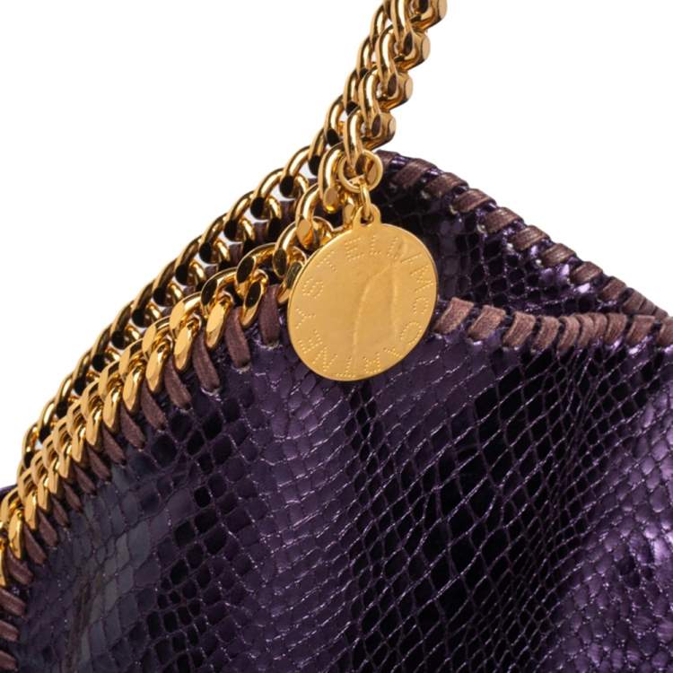 Pre Owned Stella McCartney Metallic Purple Faux Python Leather Large Falabella Tote