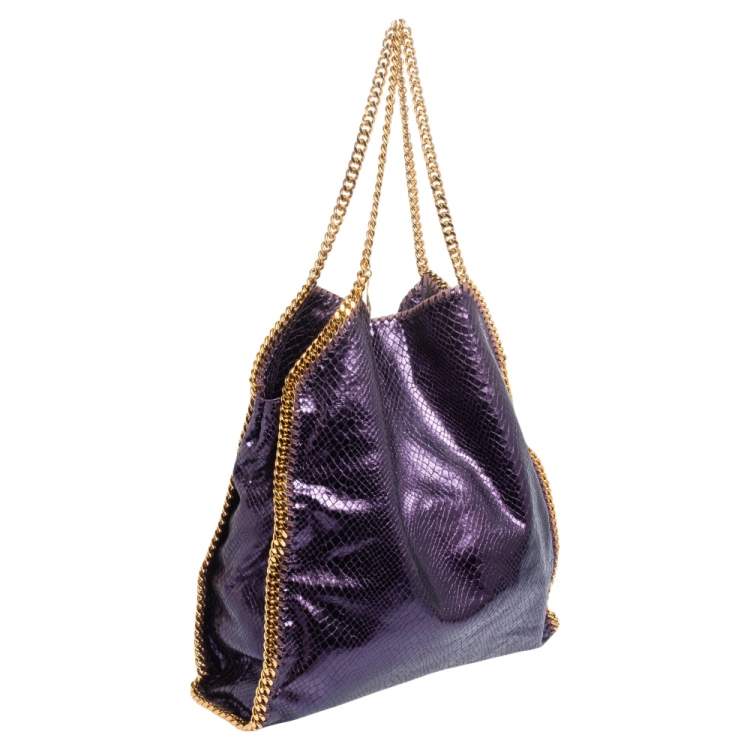 Pre Owned Stella McCartney Metallic Purple Faux Python Leather Large Falabella Tote