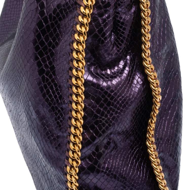 Pre Owned Stella McCartney Metallic Purple Faux Python Leather Large Falabella Tote