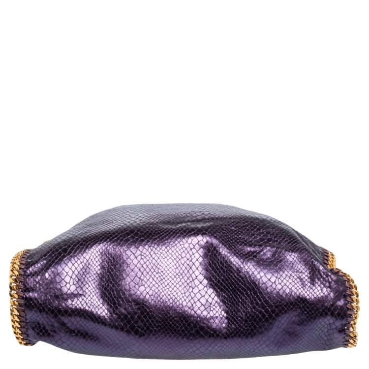 Pre Owned Stella McCartney Metallic Purple Faux Python Leather Large Falabella Tote