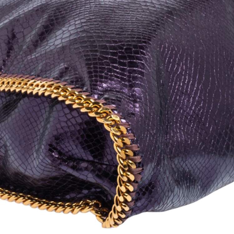 Pre Owned Stella McCartney Metallic Purple Faux Python Leather Large Falabella Tote