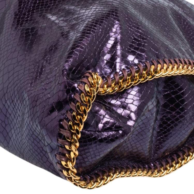 Pre Owned Stella McCartney Metallic Purple Faux Python Leather Large Falabella Tote