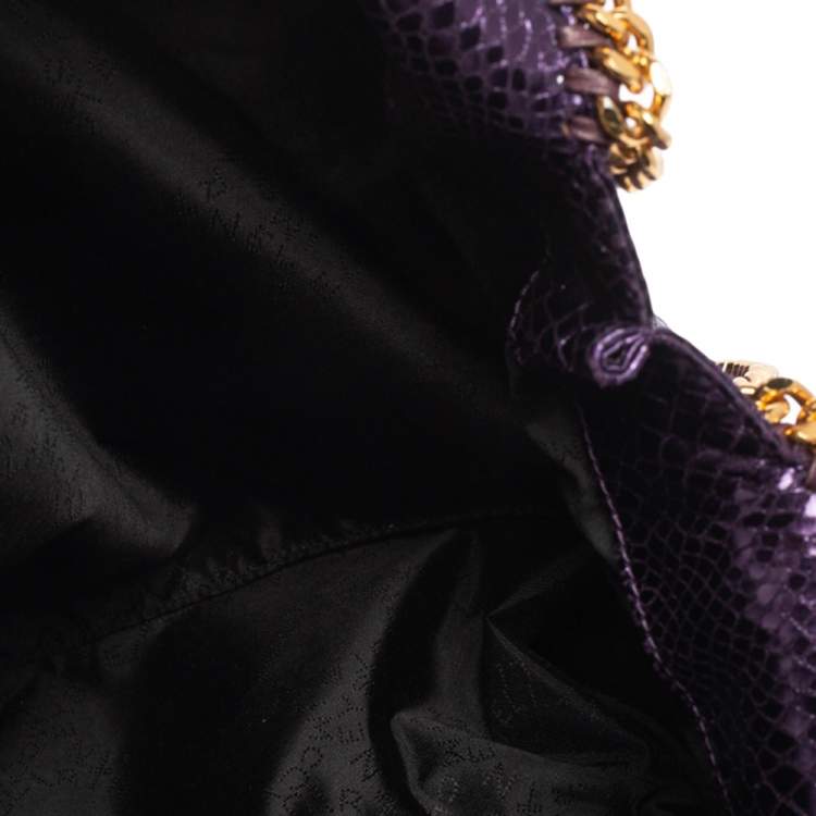 Pre Owned Stella McCartney Metallic Purple Faux Python Leather Large Falabella Tote