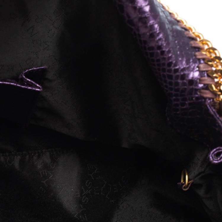 Pre Owned Stella McCartney Metallic Purple Faux Python Leather Large Falabella Tote