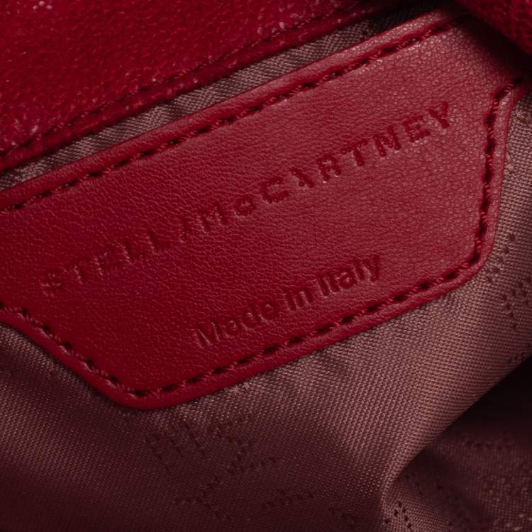 Pre Owned Stella McCartney Red Faux Suede Small Falabella Fringed Tote