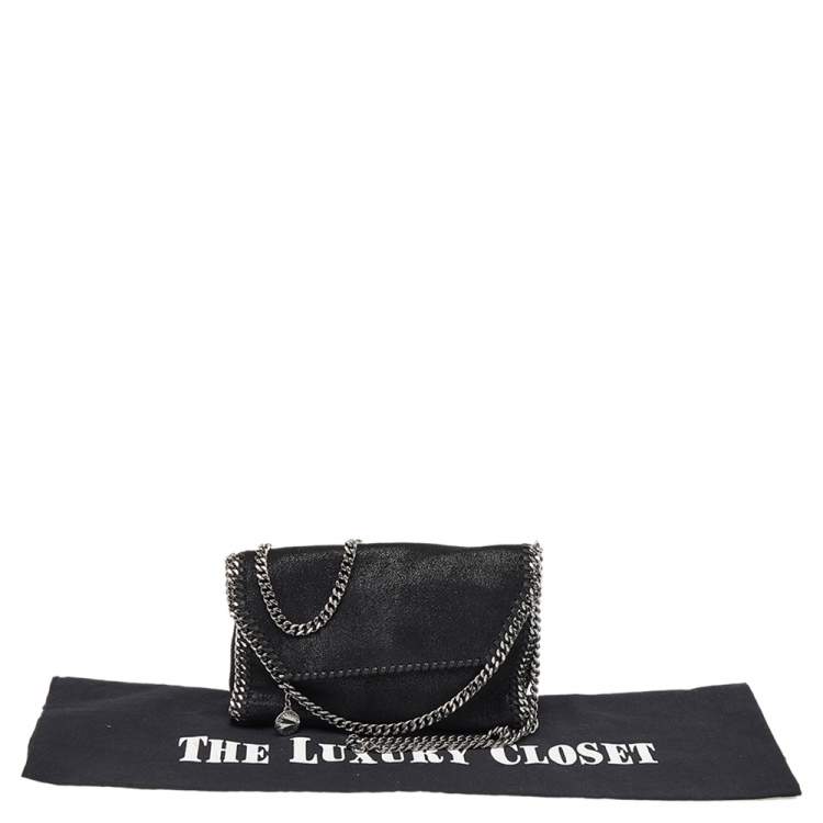 Pre Owned Stella McCartney Black Faux Suede Falabella Shoulder Bag