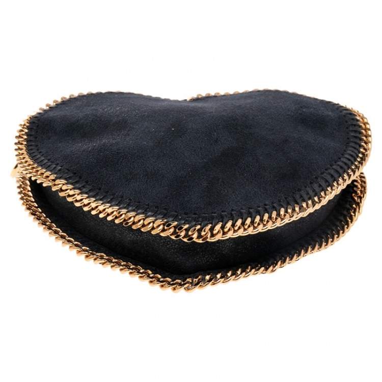 Pre Owned Stella McCartney Midnight Blue Faux Suede Heart Falabella Crossbody Bag