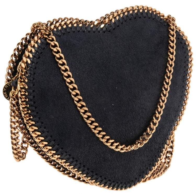 Pre Owned Stella McCartney Midnight Blue Faux Suede Heart Falabella Crossbody Bag