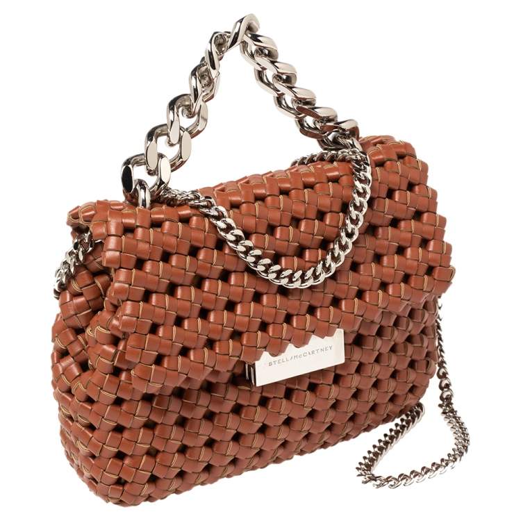 Pre Owned Stella McCartney Brown Woven Faux Leather Mini Brandy Becks Top Handle Bag