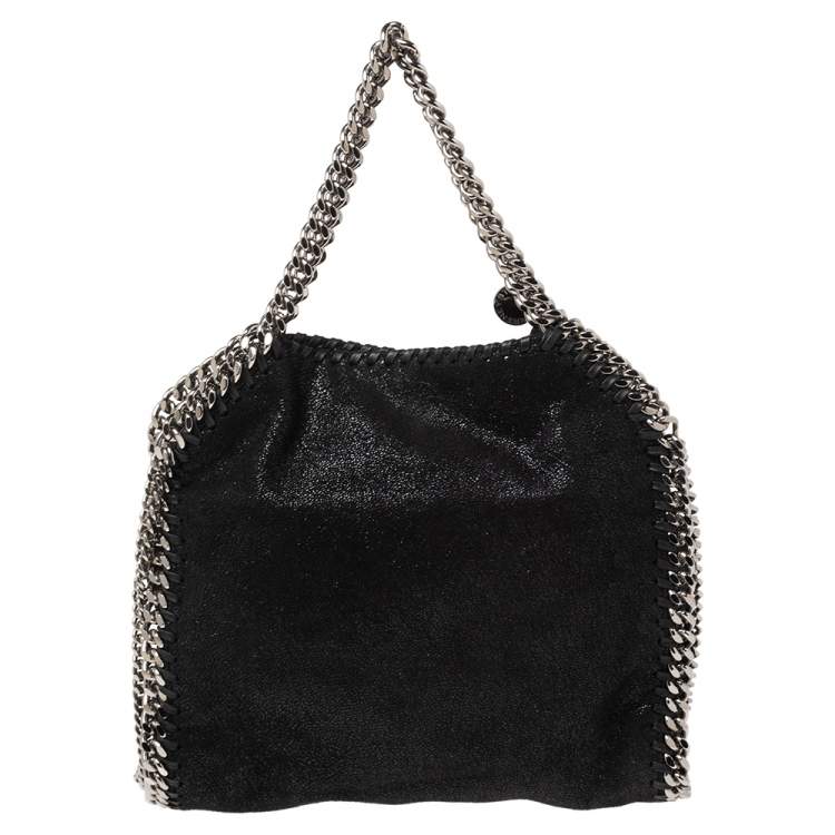 Pre Owned Stella McCartney Black Faux Leather Mini Falabella Tote