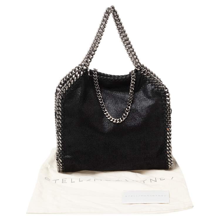 Pre Owned Stella McCartney Black Faux Leather Mini Falabella Tote
