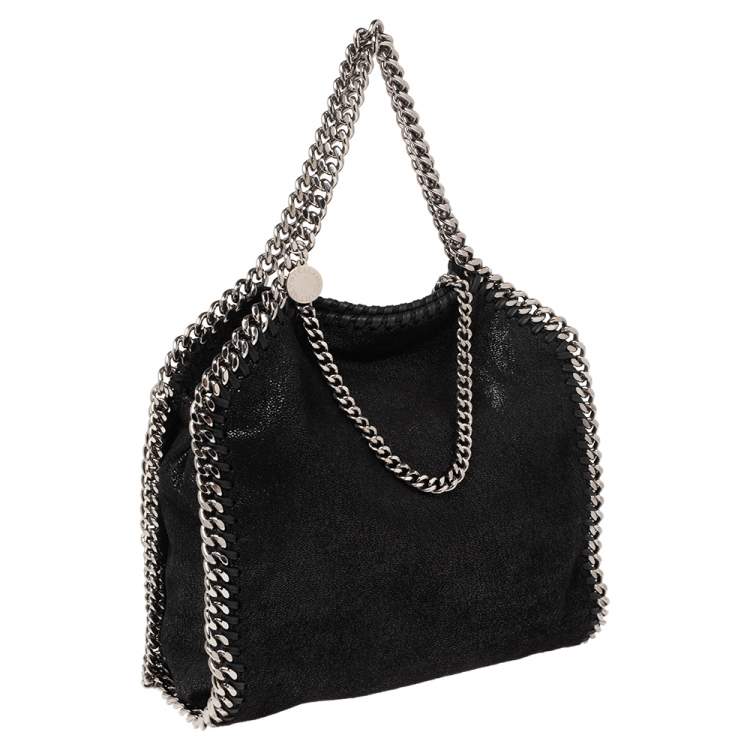 Pre Owned Stella McCartney Black Faux Leather Mini Falabella Tote