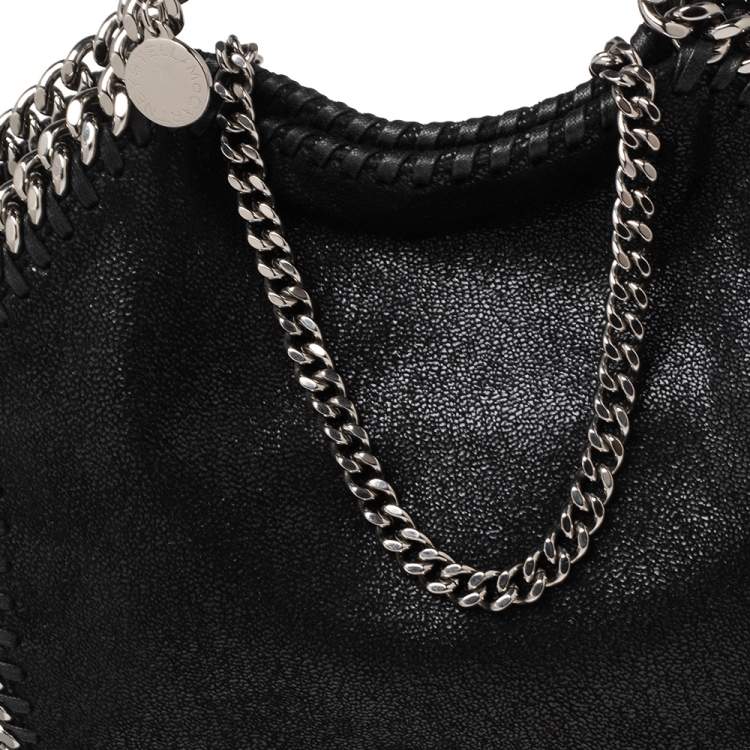 Pre Owned Stella McCartney Black Faux Leather Mini Falabella Tote