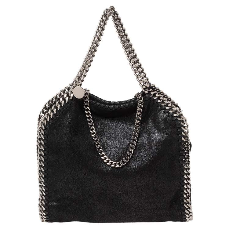 Pre Owned Stella McCartney Black Faux Leather Mini Falabella Tote