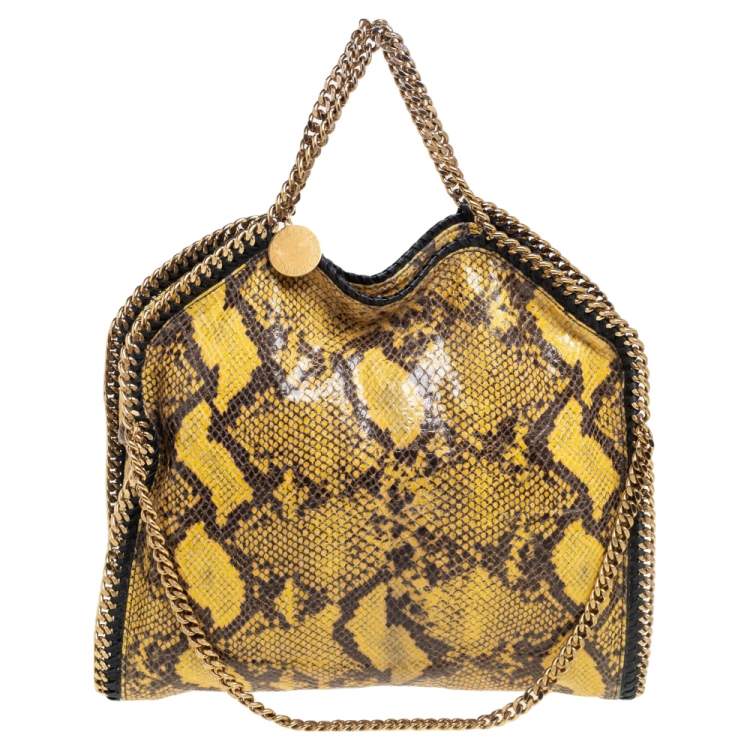 مملوكة مسبقًا Stella McCartney Yellow/Black Python Effect Faux Leather Falabella Tote