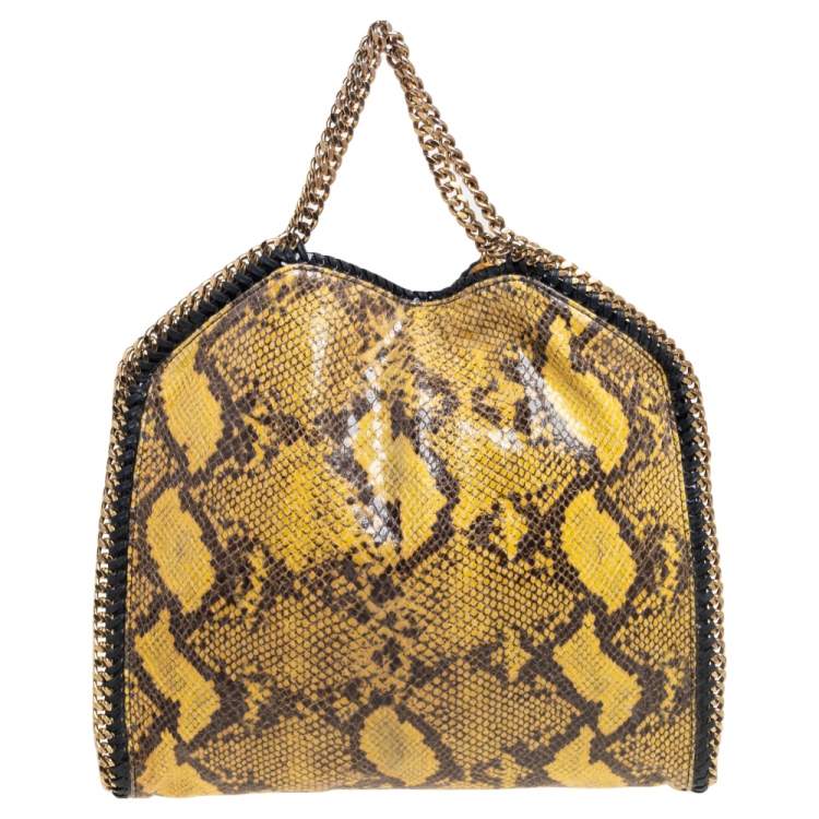مملوكة مسبقًا Stella McCartney Yellow/Black Python Effect Faux Leather Falabella Tote