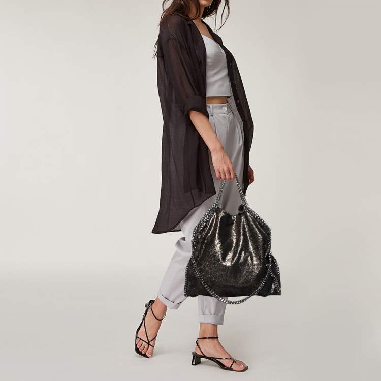 Pre Owned Stella McCartney Black Faux Leather Small Falabella Tote