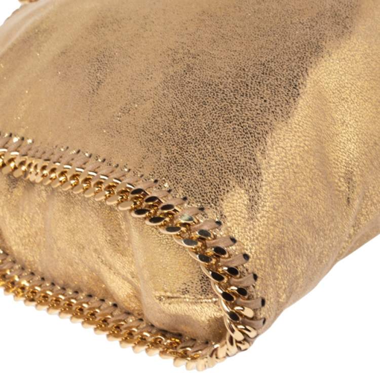 Pre Owned Stella McCartney Gold Faux Suede Small Falabella Tote