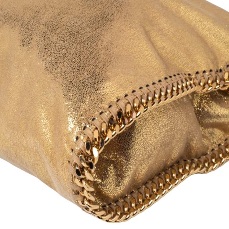 Pre Owned Stella McCartney Gold Faux Suede Small Falabella Tote