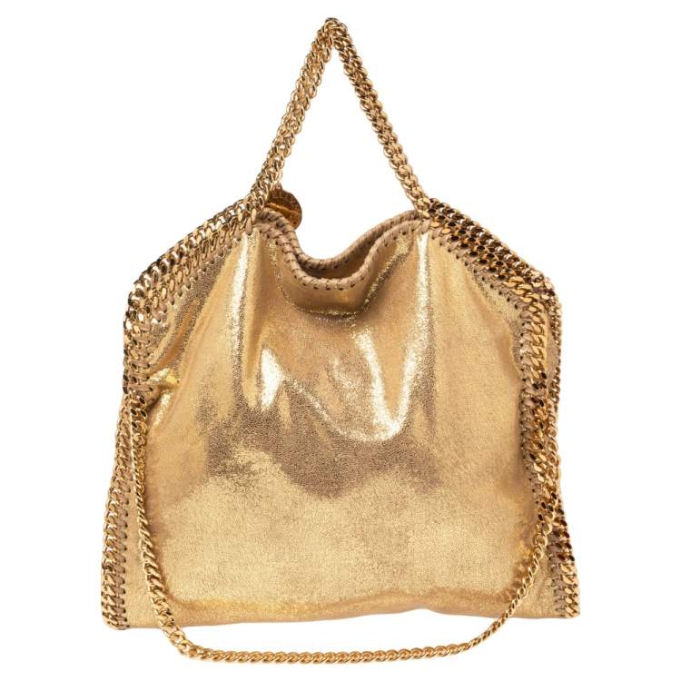 Pre Owned Stella McCartney Gold Faux Suede Small Falabella Tote