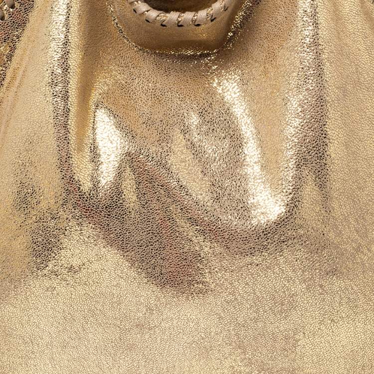 Pre Owned Stella McCartney Gold Faux Suede Small Falabella Tote