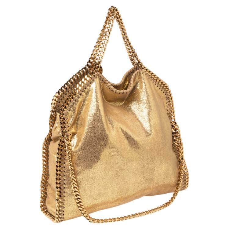 Pre Owned Stella McCartney Gold Faux Suede Small Falabella Tote