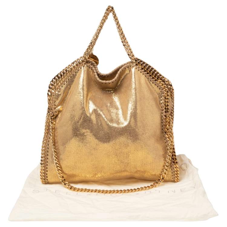 Pre Owned Stella McCartney Gold Faux Suede Small Falabella Tote