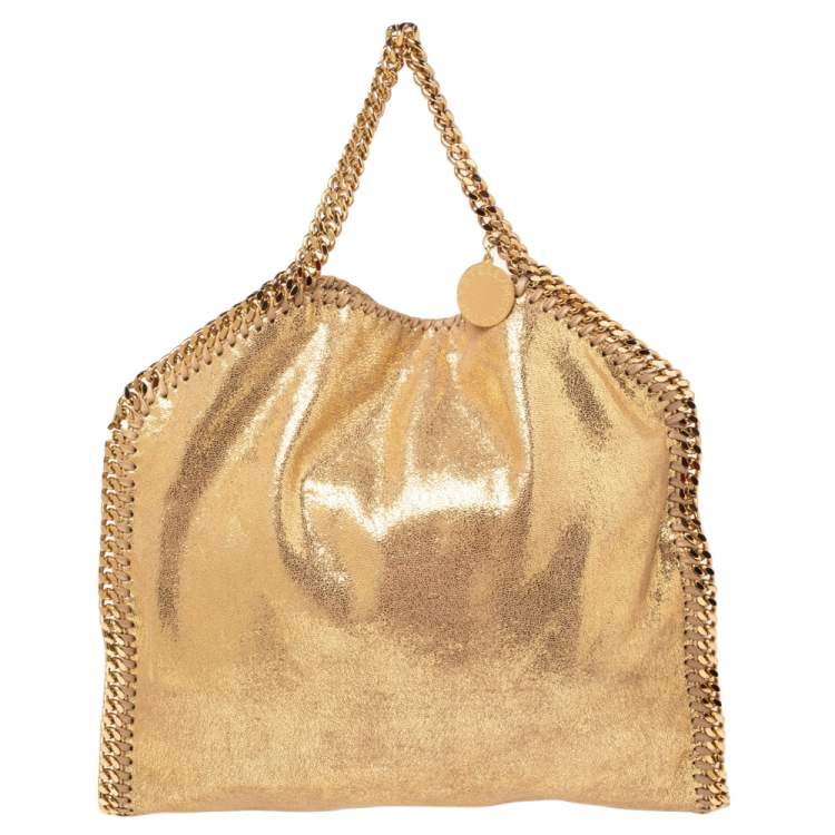 Pre Owned Stella McCartney Gold Faux Suede Small Falabella Tote