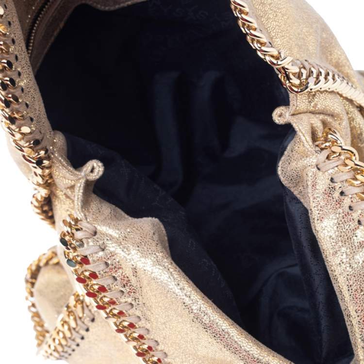 Pre Owned Stella McCartney Gold Faux Suede Small Falabella Tote