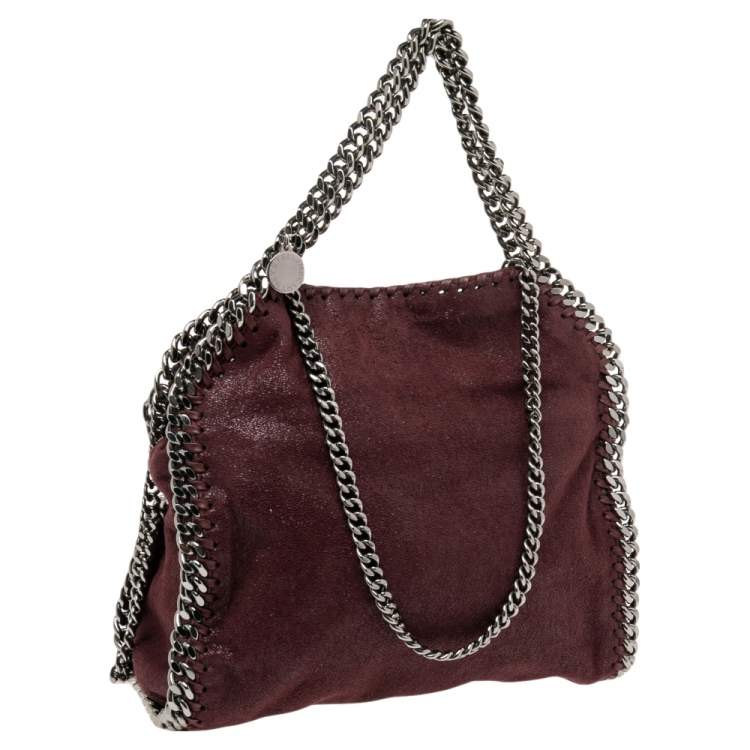 Pre Owned Stella McCartney Burgundy Faux Suede Mini Falabella Tote