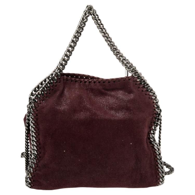 Pre Owned Stella McCartney Burgundy Faux Suede Mini Falabella Tote