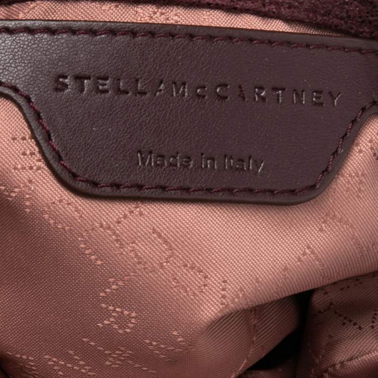 Pre Owned Stella McCartney Burgundy Faux Suede Mini Falabella Tote
