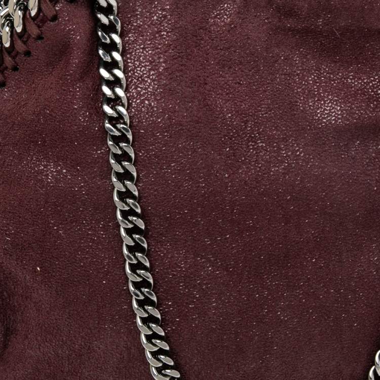 Pre Owned Stella McCartney Burgundy Faux Suede Mini Falabella Tote