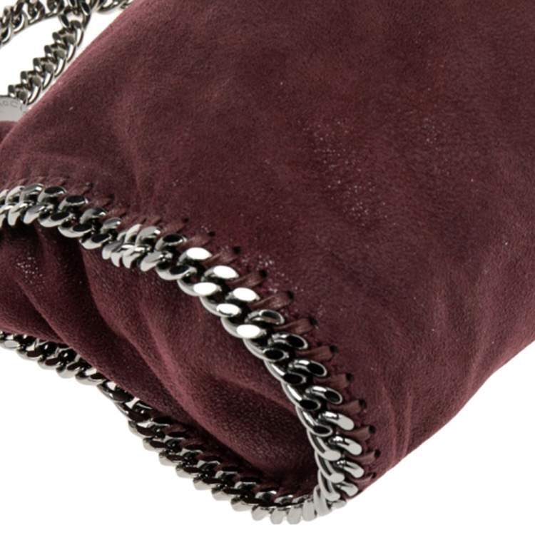 Pre Owned Stella McCartney Burgundy Faux Suede Mini Falabella Tote