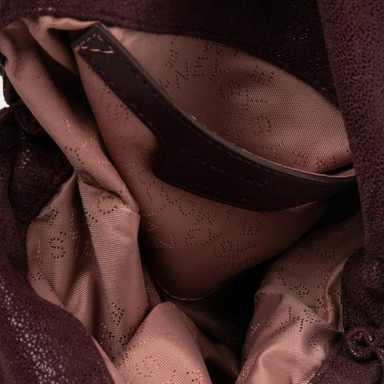 Pre Owned Stella McCartney Burgundy Faux Suede Mini Falabella Tote