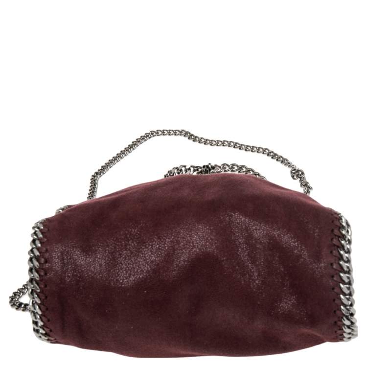 Pre Owned Stella McCartney Burgundy Faux Suede Mini Falabella Tote