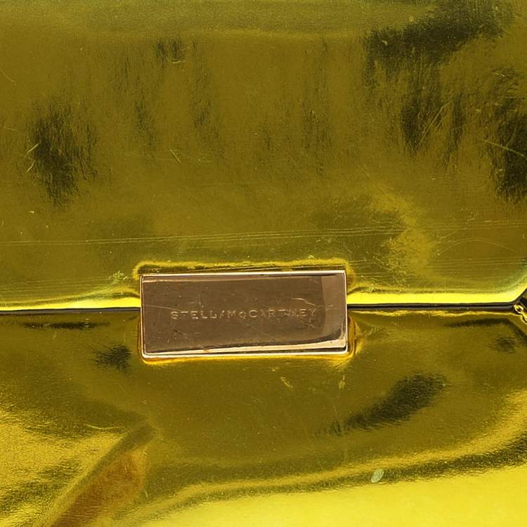 Pre Owned Stella McCartney Yellow Metallic Faux Leather Beckett Envelope Clutch