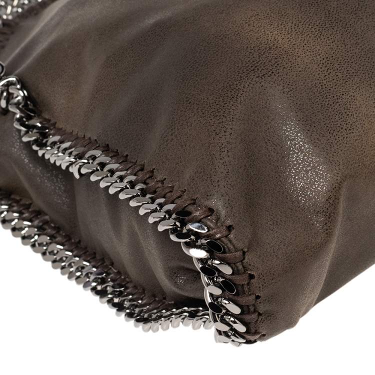 Pre Owned Stella McCartney Dark Olive Faux Suede Small Falabella Tote