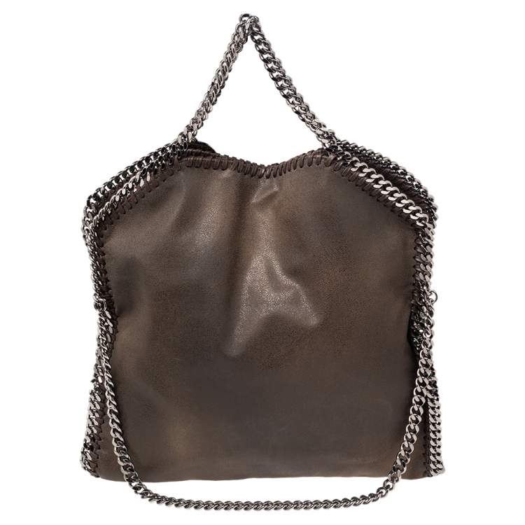 Pre Owned Stella McCartney Dark Olive Faux Suede Small Falabella Tote