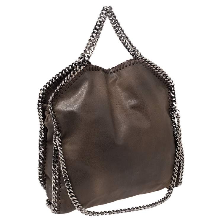 Pre Owned Stella McCartney Dark Olive Faux Suede Small Falabella Tote