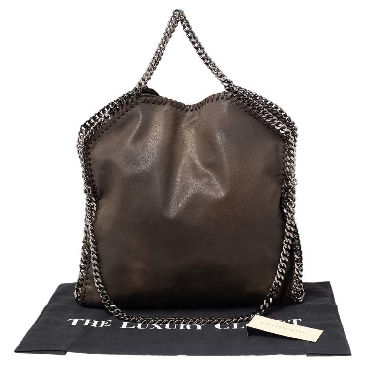 Pre Owned Stella McCartney Dark Olive Faux Suede Small Falabella Tote