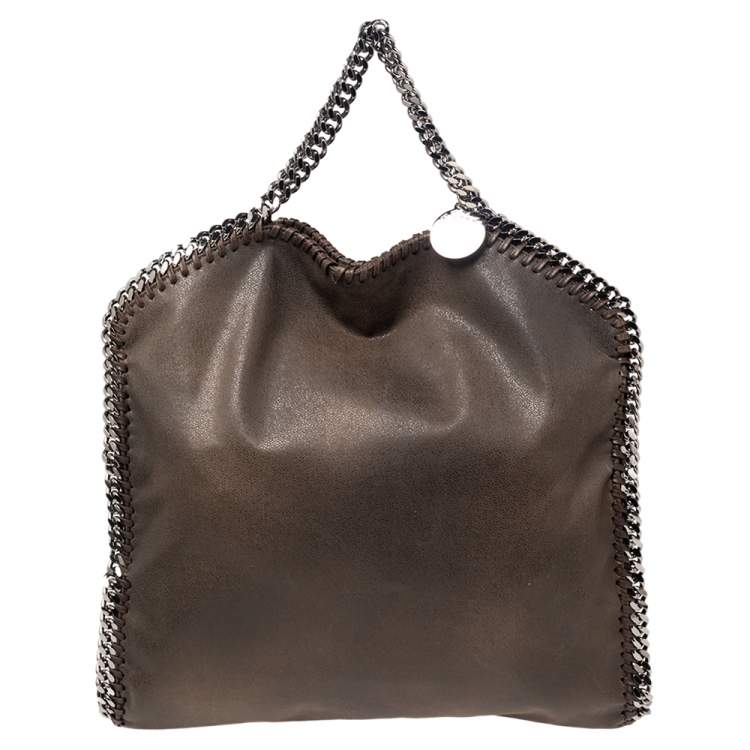 Pre Owned Stella McCartney Dark Olive Faux Suede Small Falabella Tote