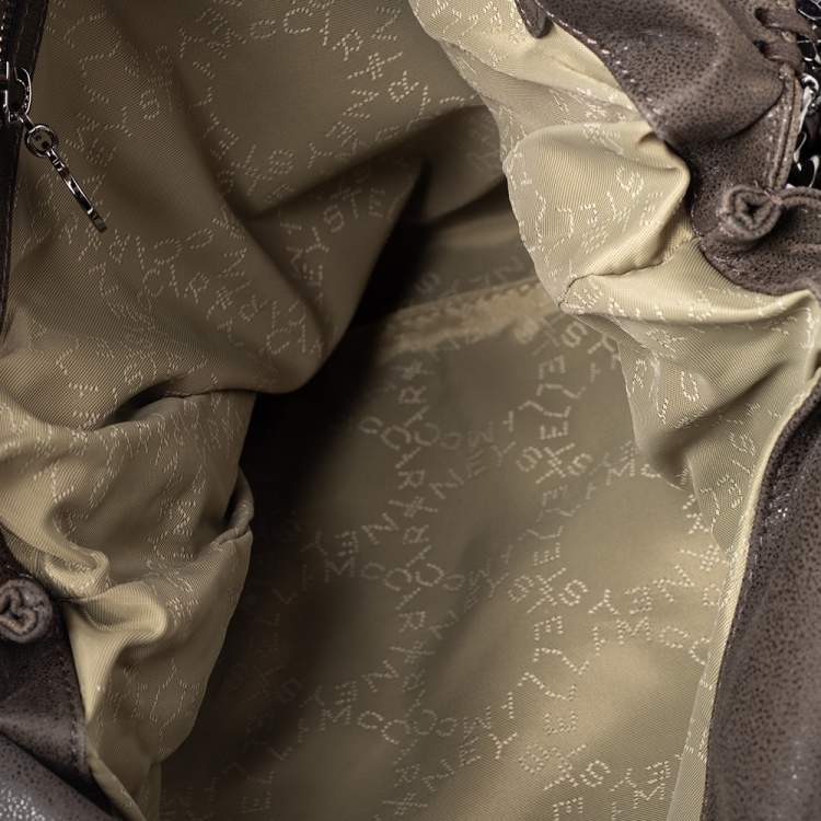 Pre Owned Stella McCartney Dark Olive Faux Suede Small Falabella Tote