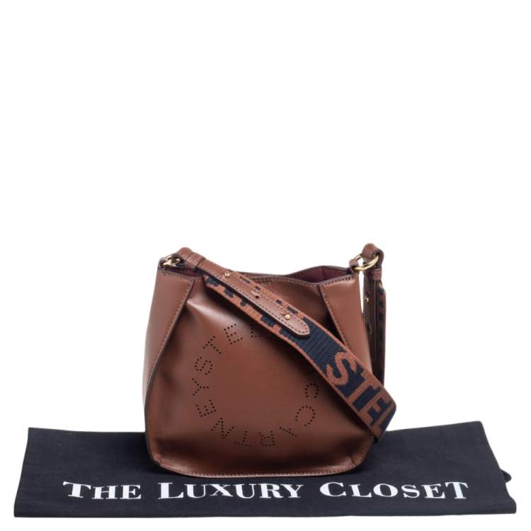 Pre Owned Stella McCartney Brown Faux Leather Logo Shoulder Bag