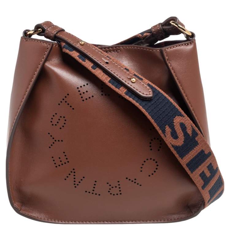 Pre Owned Stella McCartney Brown Faux Leather Logo Shoulder Bag