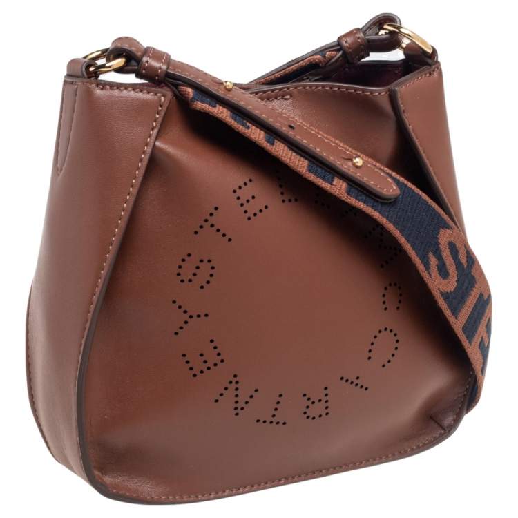 Pre Owned Stella McCartney Brown Faux Leather Logo Shoulder Bag