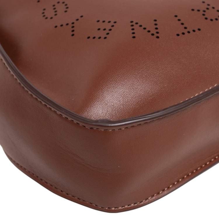 Pre Owned Stella McCartney Brown Faux Leather Logo Shoulder Bag