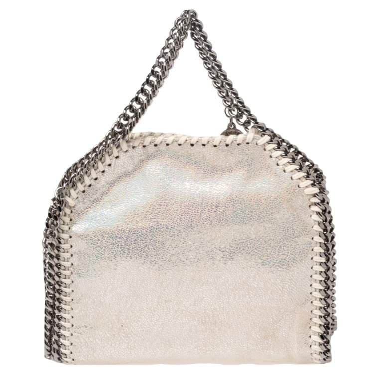 Pre Owned Stella McCartney White Iridescent Faux Leather Tiny Falabella Shoulder Bag